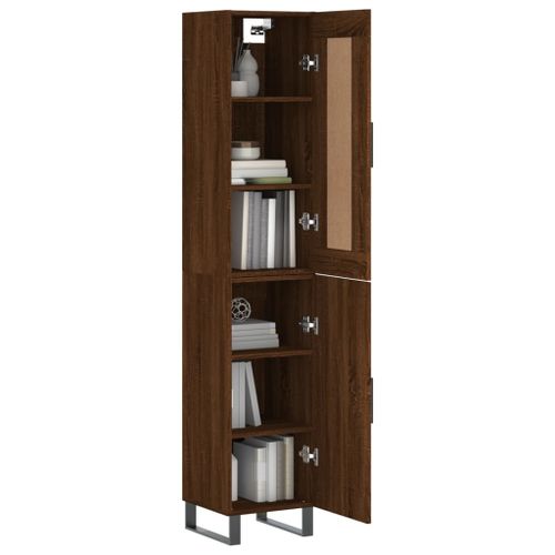 Buffet haut Chêne marron 34,5x34x180 cm Bois d'ingénierie - Photo n°3; ?>