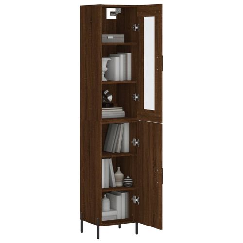 Buffet haut Chêne marron 34,5x34x180 cm Bois d'ingénierie - Photo n°3; ?>