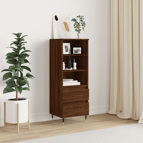 Buffet haut Chêne marron 40x36x110 cm Bois d'ingénierie - Photo n°2; ?>