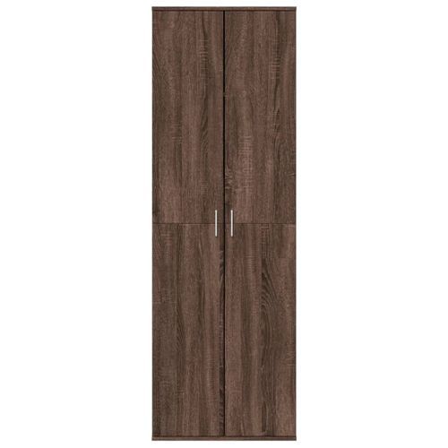 Buffet haut chêne marron 60x35x180 cm bois d'ingénierie - Photo n°3; ?>