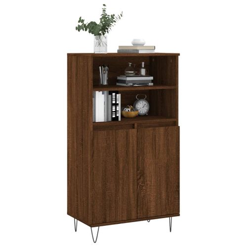 Buffet haut Chêne marron 60x36x110 cm Bois d'ingénierie - Photo n°3; ?>