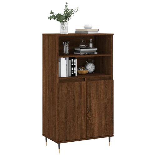 Buffet haut Chêne marron 60x36x110 cm Bois d'ingénierie - Photo n°3; ?>