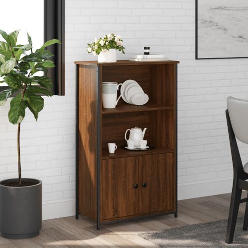 Buffet haut chêne marron 62x32x103,5 cm bois d'ingénierie - Photo n°2; ?>