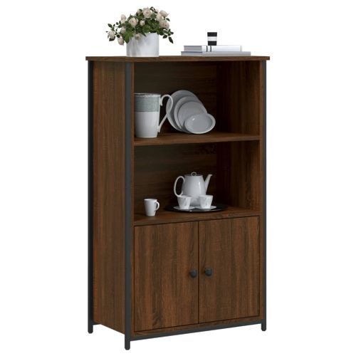 Buffet haut chêne marron 62x32x103,5 cm bois d'ingénierie - Photo n°3; ?>