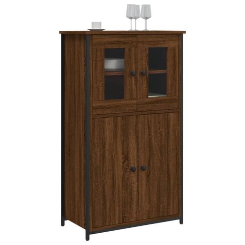 Buffet haut chêne marron 62x32x106,5 cm bois d'ingénierie - Photo n°3; ?>