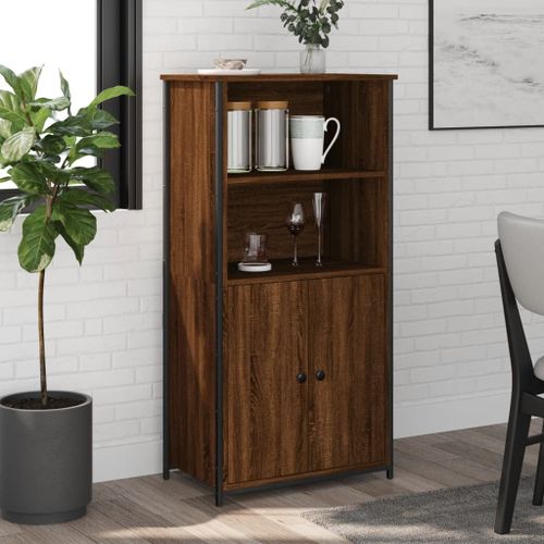 Buffet haut chêne marron 62x36x121,5 cm bois d'ingénierie - Photo n°2; ?>