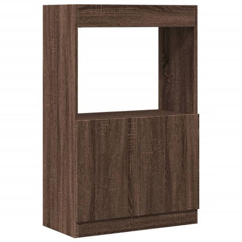 Buffet haut chêne marron 63x33x100 cm bois d'ingénierie - Photo n°2; ?>