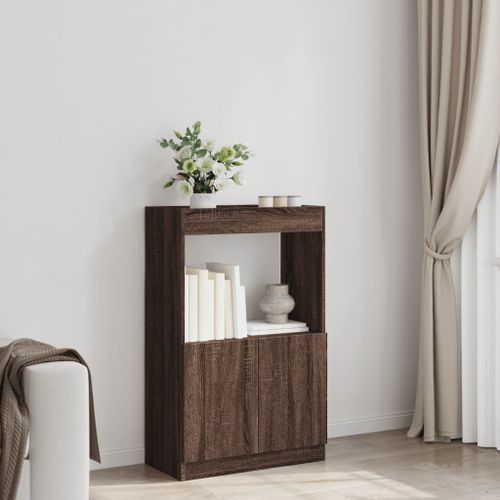 Buffet haut chêne marron 63x33x100 cm bois d'ingénierie - Photo n°3; ?>