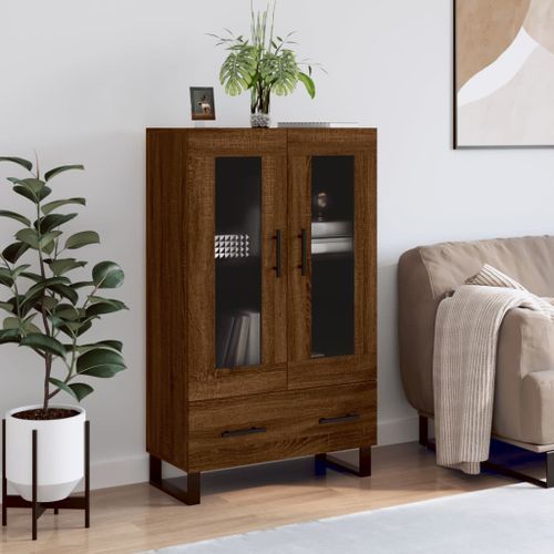 Buffet haut chêne marron 69,5x31x115 cm bois d'ingénierie - Photo n°2; ?>