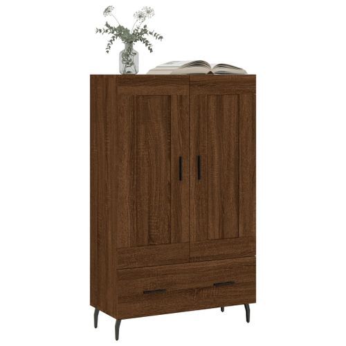 Buffet haut chêne marron 69,5x31x115 cm bois d'ingénierie - Photo n°3; ?>