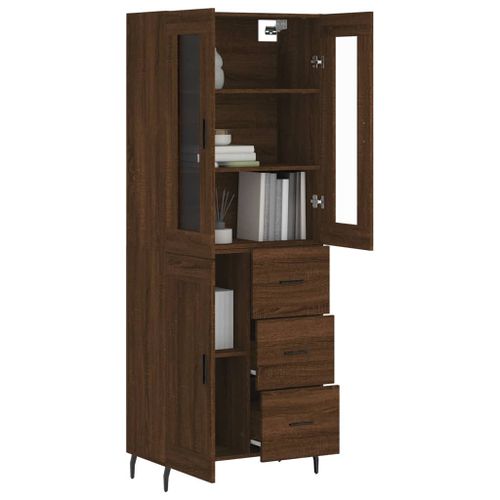 Buffet haut Chêne marron 69,5x34x180 cm Bois d'ingénierie - Photo n°3; ?>