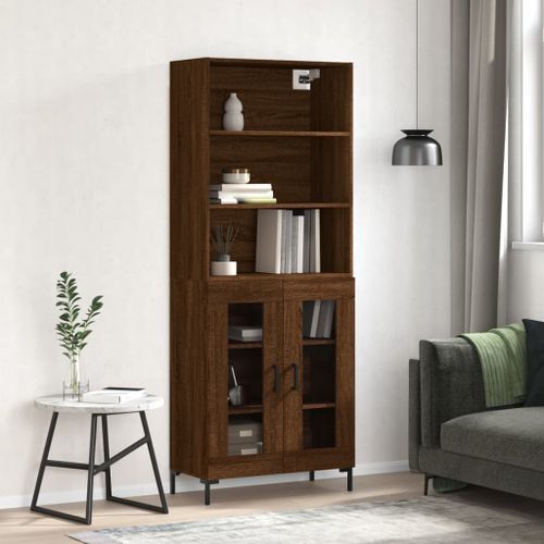 Buffet haut Chêne marron 69,5x34x180 cm Bois d'ingénierie - Photo n°2; ?>