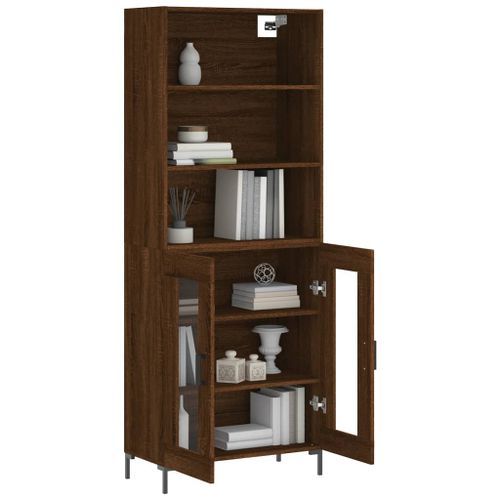 Buffet haut Chêne marron 69,5x34x180 cm Bois d'ingénierie - Photo n°3; ?>