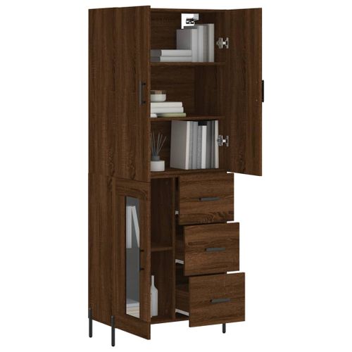 Buffet haut Chêne marron 69,5x34x180 cm Bois d'ingénierie - Photo n°3; ?>