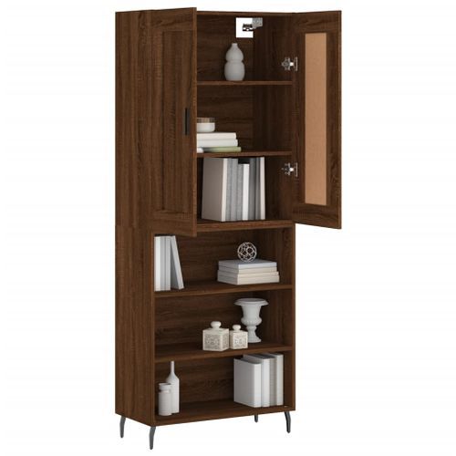 Buffet haut Chêne marron 69,5x34x180 cm Bois d'ingénierie - Photo n°3; ?>