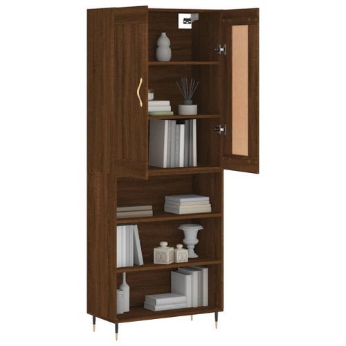 Buffet haut Chêne marron 69,5x34x180 cm Bois d'ingénierie - Photo n°3; ?>