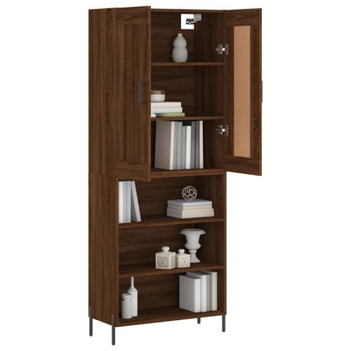 Buffet haut Chêne marron 69,5x34x180 cm Bois d'ingénierie - Photo n°3; ?>