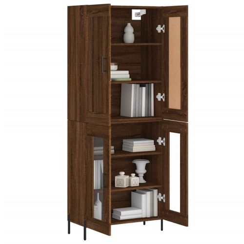 Buffet haut Chêne marron 69,5x34x180 cm Bois d'ingénierie - Photo n°3; ?>