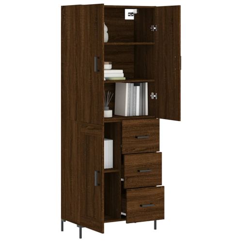 Buffet haut Chêne marron 69,5x34x180 cm Bois d'ingénierie - Photo n°3; ?>