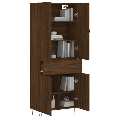 Buffet haut Chêne marron 69,5x34x180 cm Bois d'ingénierie - Photo n°3; ?>