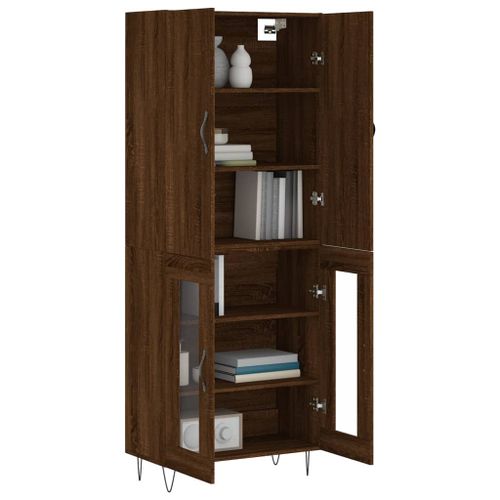 Buffet haut Chêne marron 69,5x34x180 cm Bois d'ingénierie - Photo n°3; ?>