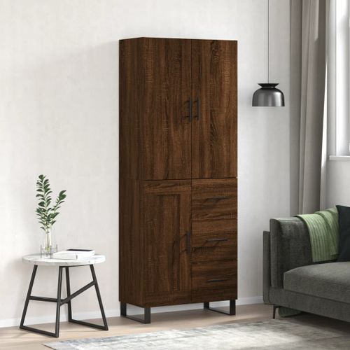 Buffet haut Chêne marron 69,5x34x180 cm Bois d'ingénierie - Photo n°2; ?>