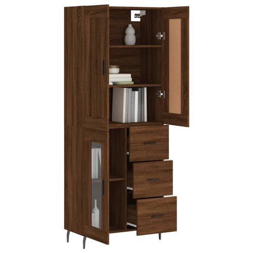 Buffet haut Chêne marron 69,5x34x180 cm Bois d'ingénierie - Photo n°3; ?>