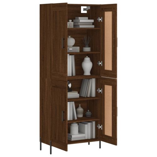 Buffet haut Chêne marron 69,5x34x180 cm Bois d'ingénierie - Photo n°3; ?>