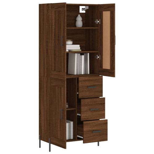 Buffet haut Chêne marron 69,5x34x180 cm Bois d'ingénierie - Photo n°3; ?>