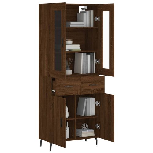 Buffet haut Chêne marron 69,5x34x180 cm Bois d'ingénierie - Photo n°3; ?>