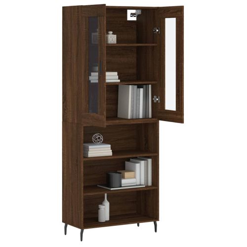 Buffet haut Chêne marron 69,5x34x180 cm Bois d'ingénierie - Photo n°3; ?>