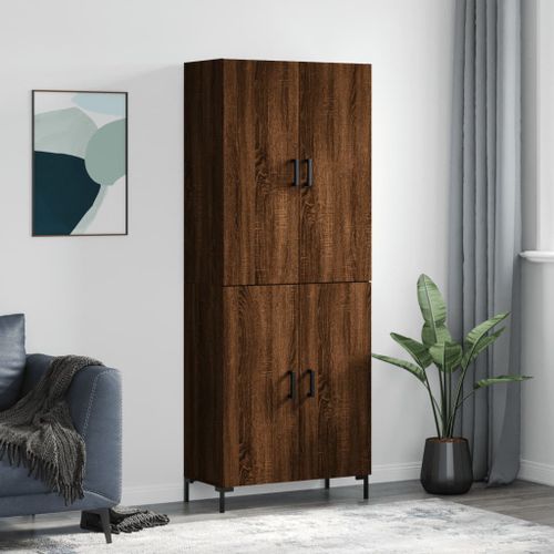 Buffet haut Chêne marron 69,5x34x180 cm Bois d'ingénierie - Photo n°2; ?>