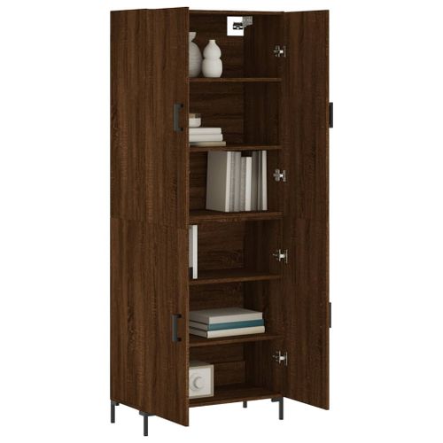 Buffet haut Chêne marron 69,5x34x180 cm Bois d'ingénierie - Photo n°3; ?>