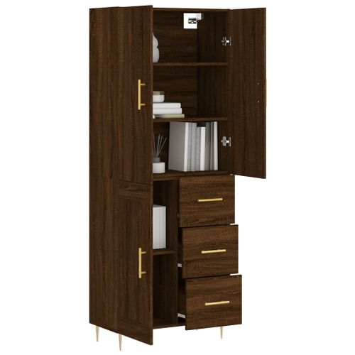 Buffet haut Chêne marron 69,5x34x180 cm Bois d'ingénierie - Photo n°3; ?>