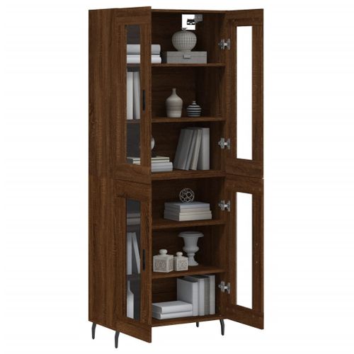 Buffet haut Chêne marron 69,5x34x180 cm Bois d'ingénierie - Photo n°3; ?>