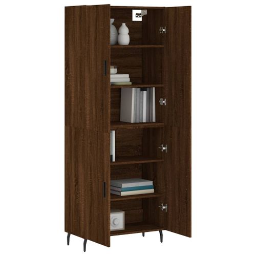 Buffet haut Chêne marron 69,5x34x180 cm Bois d'ingénierie - Photo n°3; ?>