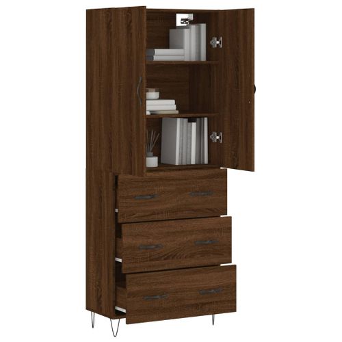 Buffet haut Chêne marron 69,5x34x180 cm Bois d'ingénierie - Photo n°3; ?>