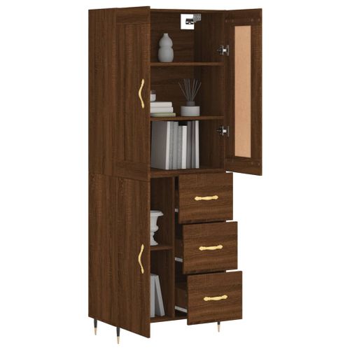 Buffet haut Chêne marron 69,5x34x180 cm Bois d'ingénierie - Photo n°3; ?>