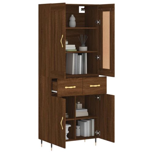 Buffet haut Chêne marron 69,5x34x180 cm Bois d'ingénierie - Photo n°3; ?>