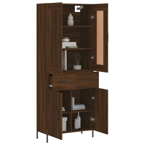 Buffet haut Chêne marron 69,5x34x180 cm Bois d'ingénierie - Photo n°3; ?>