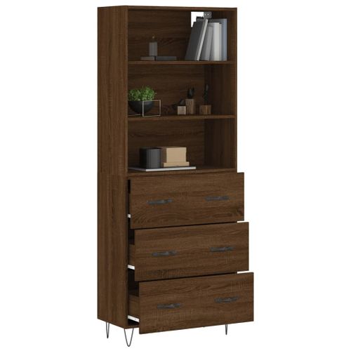 Buffet haut Chêne marron 69,5x34x180 cm Bois d'ingénierie - Photo n°3; ?>