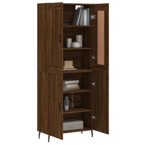 Buffet haut Chêne marron 69,5x34x180 cm Bois d'ingénierie - Photo n°3; ?>