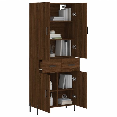 Buffet haut Chêne marron 69,5x34x180 cm Bois d'ingénierie - Photo n°3; ?>