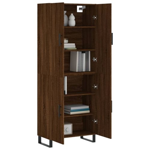 Buffet haut Chêne marron 69,5x34x180 cm Bois d'ingénierie - Photo n°3; ?>