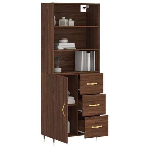 Buffet haut Chêne marron 69,5x34x180 cm Bois d'ingénierie - Photo n°3; ?>