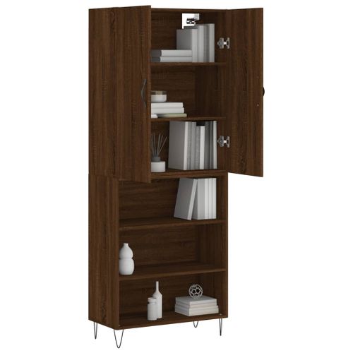 Buffet haut Chêne marron 69,5x34x180 cm Bois d'ingénierie - Photo n°3; ?>