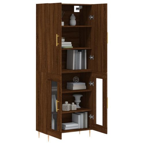 Buffet haut Chêne marron 69,5x34x180 cm Bois d'ingénierie - Photo n°3; ?>