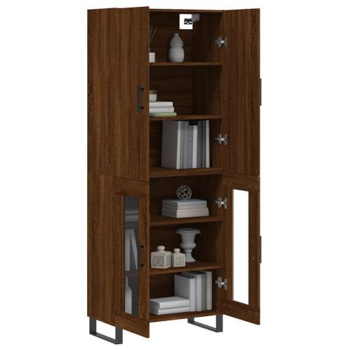 Buffet haut Chêne marron 69,5x34x180 cm Bois d'ingénierie - Photo n°3; ?>