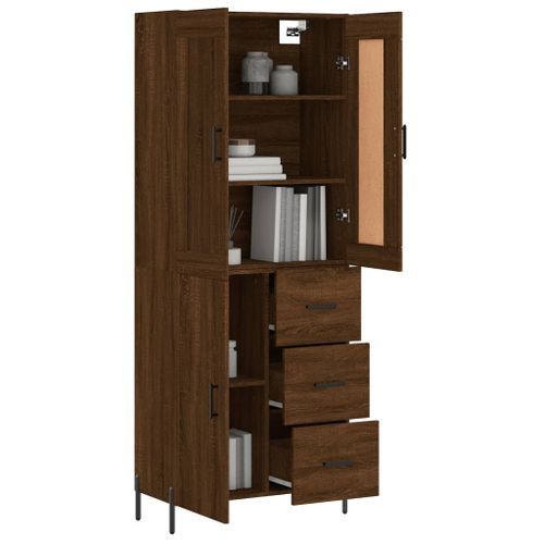 Buffet haut Chêne marron 69,5x34x180 cm Bois d'ingénierie - Photo n°3; ?>