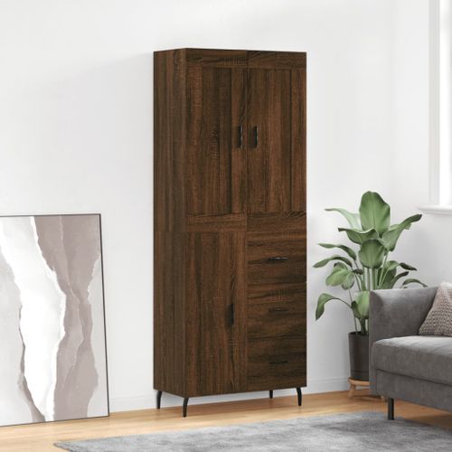 Buffet haut Chêne marron 69,5x34x180 cm Bois d'ingénierie - Photo n°2; ?>